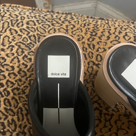 Dolce Vita Black Leather Mules with Tan Sole - Picture 2 of 14